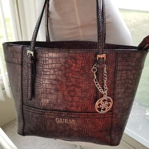 Guess Faux Croc Bucket Handbag